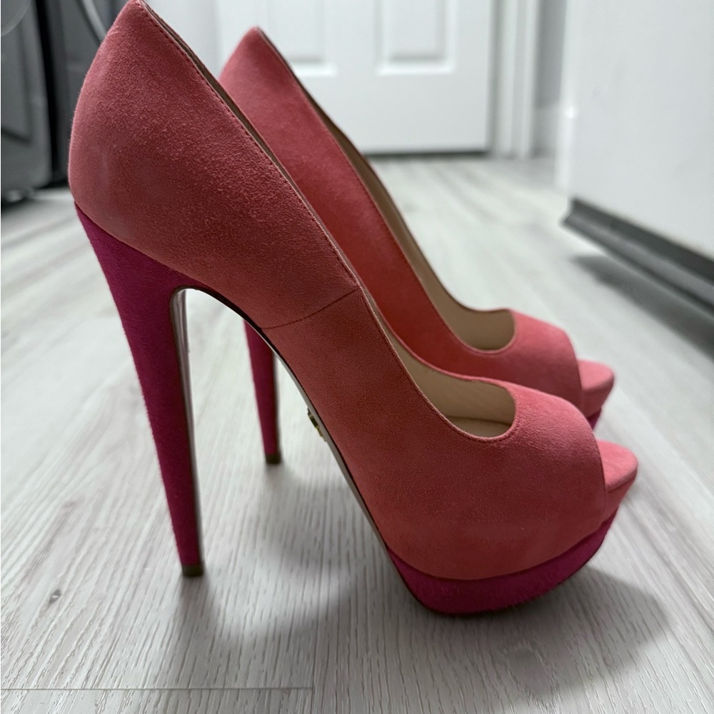 Prada Elegant Pink Peep-Toe Heels Women Size 36